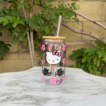 de 16 oz glass can hello kitty