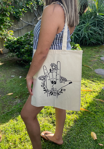 Tote Bag Hand with Flowers